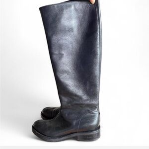 Vintage knee-high black leather riding boots